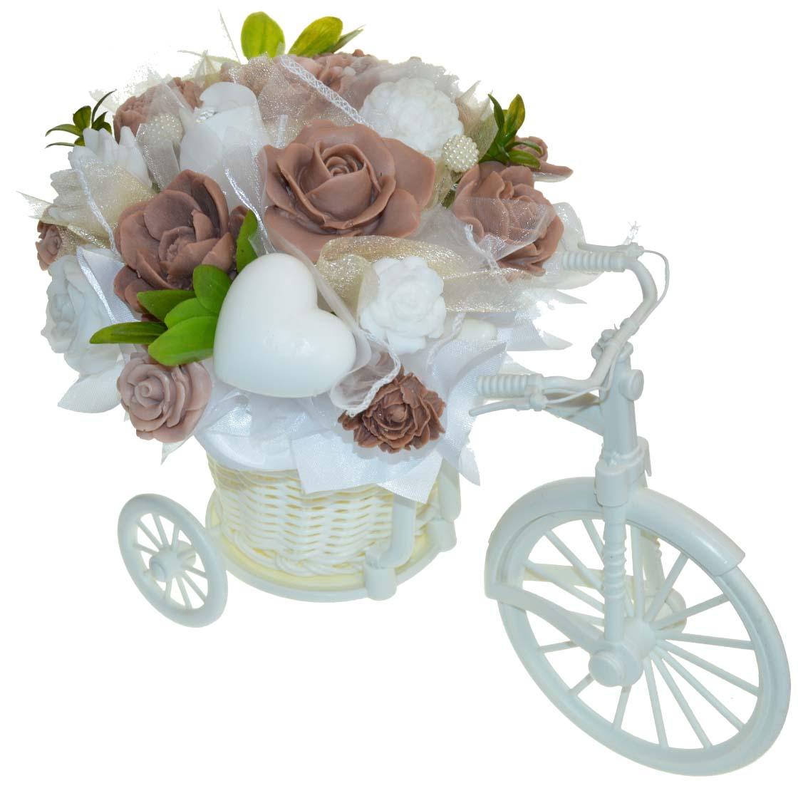 Mydlová Kytica bicykel - hnedo, biela